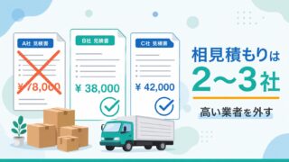 単身引越しの相見積もりは2〜3社を比較して高い業者を外す図解