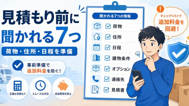 単身引越しの見積もり前に聞かれる7項目を確認するアイキャッチ
