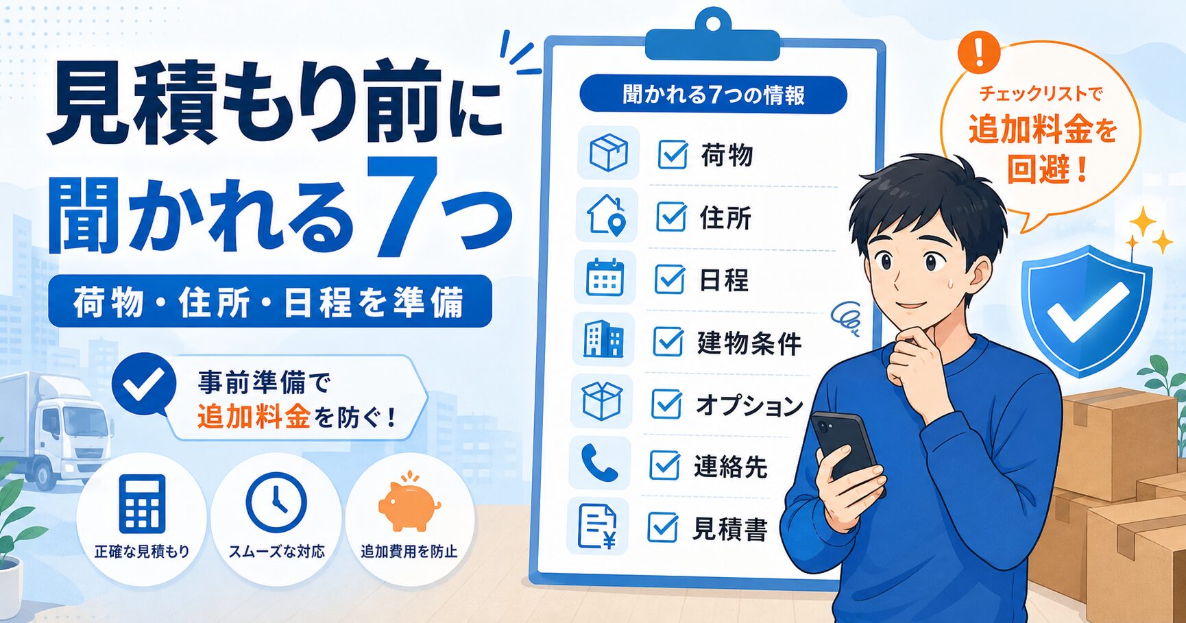 単身引越しの見積もりで聞かれること7つ｜準備リスト付き