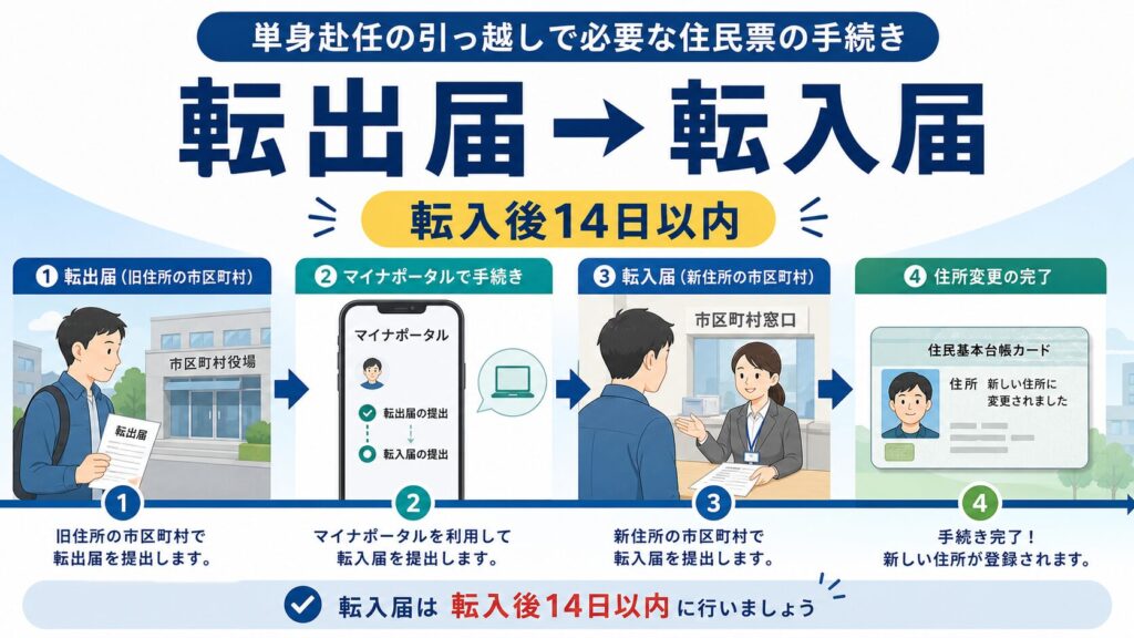 転出届から転入届までの手続きと14日以内の注意点