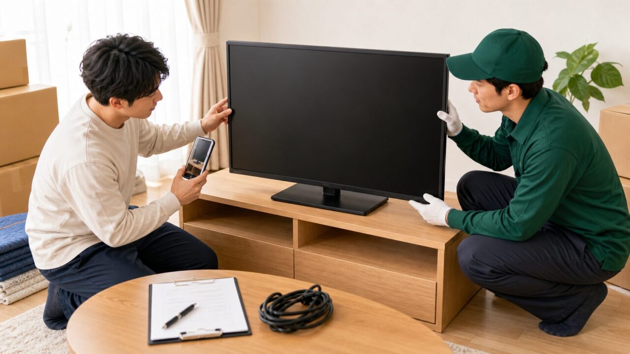 引越し後にテレビ画面と動作と録画一覧を確認する項目